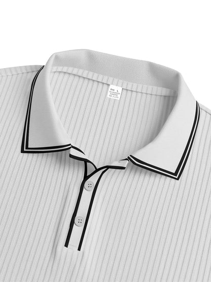 Spring And Autumn New Men's Striped Long Sleeve Polo Shirt Slim Fit Collar Multi Color Business And Leisure Versatile Men's Top