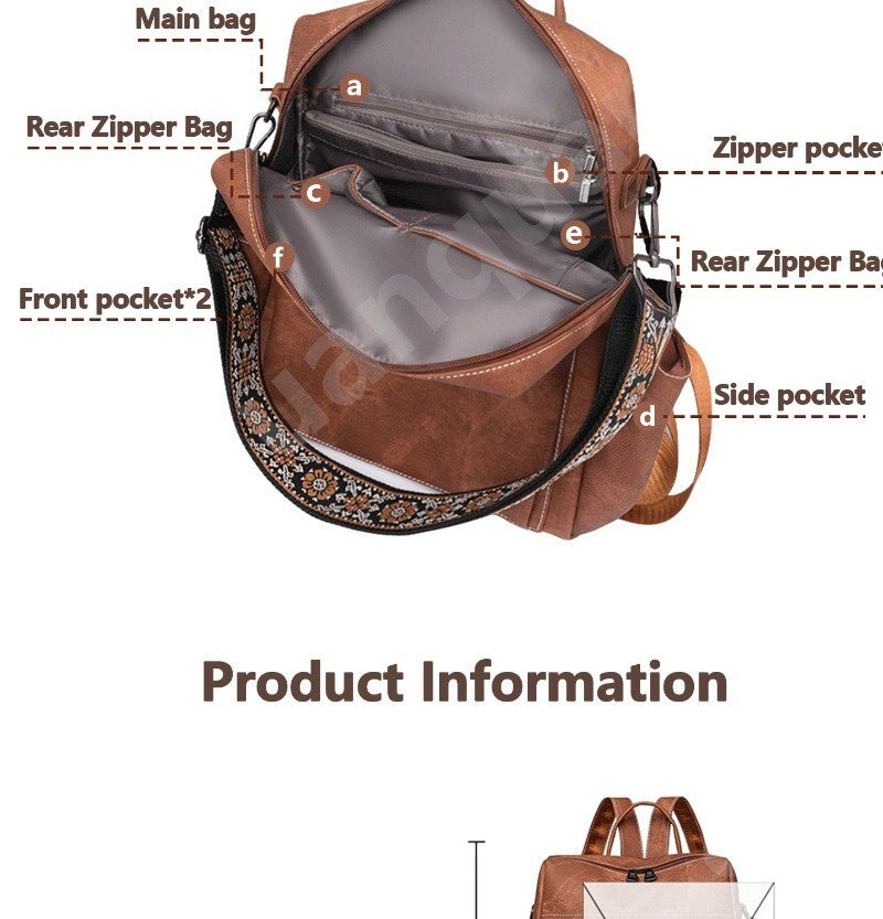 2025 New Women's PU Leather Waterproof Anti-theft Fashion Large Capacity Business Travel College Laptop Backpack Shoulder Bag