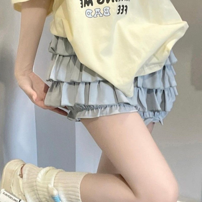 Gidyq High Waist Women Mini Skirts Summer Korean Fashion Ruffle Ball Gowns Skirts Casual Female All Match Cute A Lien Skirt New