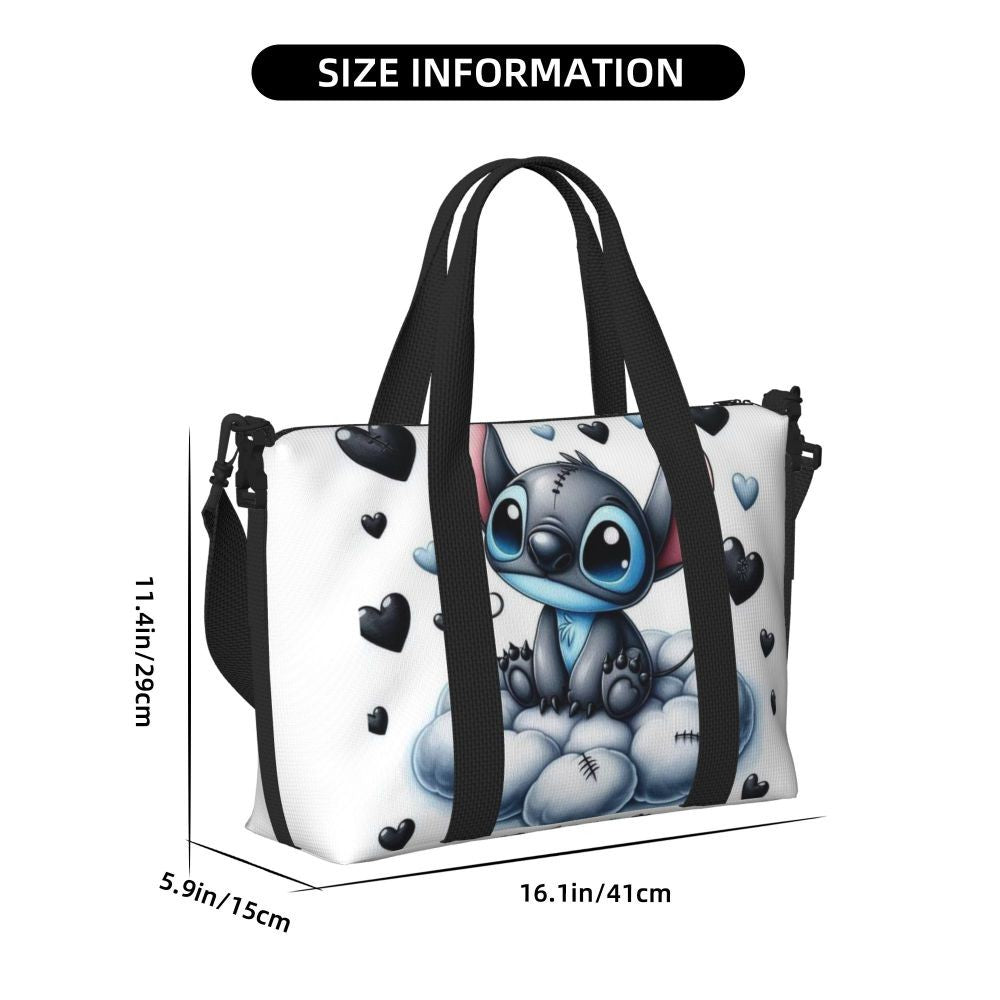 Custom Large SLilo And Stitch Cartoon Tote Bag Women Anime Shopping Shoulder Beach Gym Travel Bag