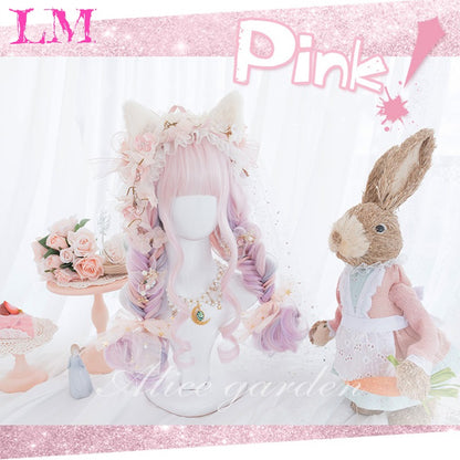 LM? Peruca de cosplay branca ombre de ondas corporais longas, perucas sintéticas resistentes ao calor, perucas Lolita naturais de parte média para mulheresW