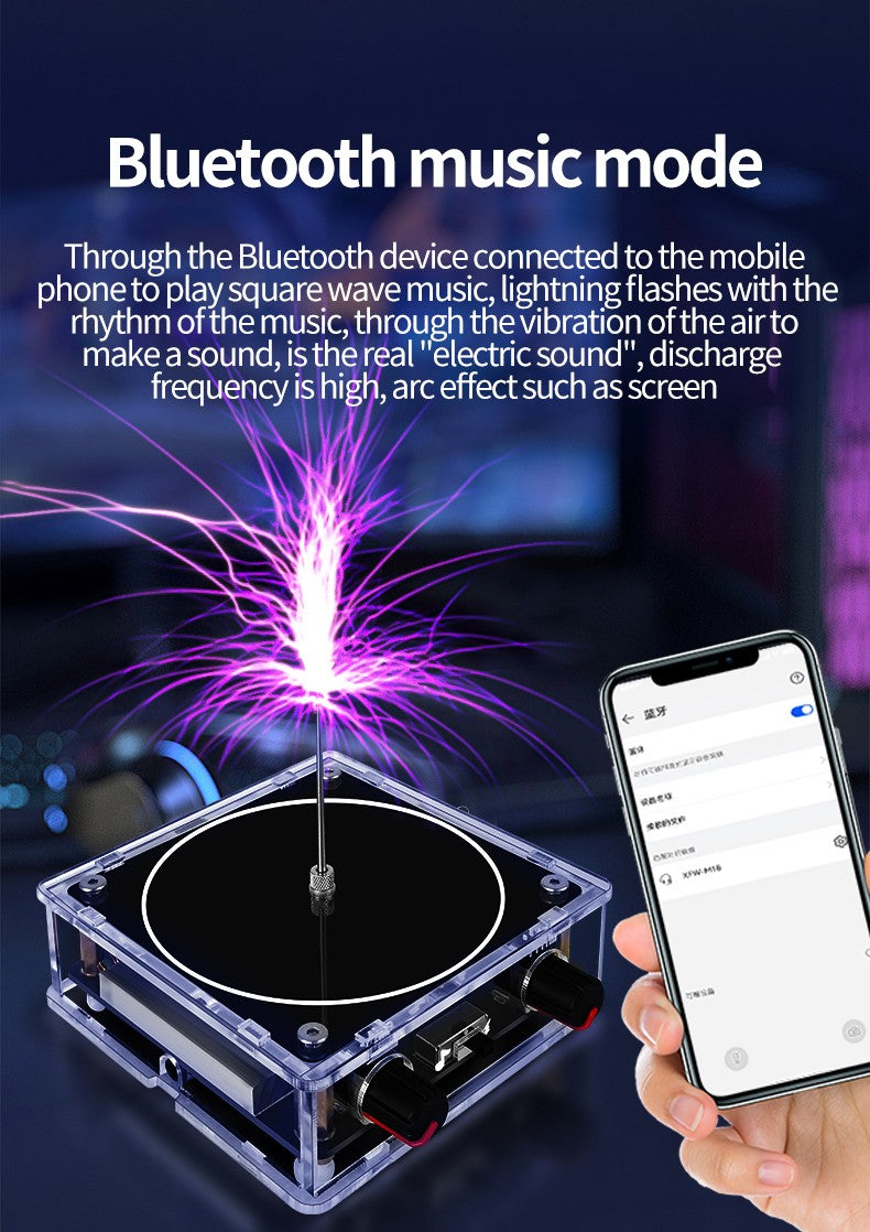 Bobina de Tesla Musical Bluetooth/AUX Modo Duplo Caixa de Música Relâmpago Artificial Áudio Tocável Entrada Bluetooth Experiências Científicas