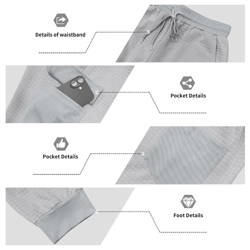 Men's Clothing  Pants Autumn Winter Fashion Casual Heavyweight Small Check Loose Jogger Sweatpants Waffles
