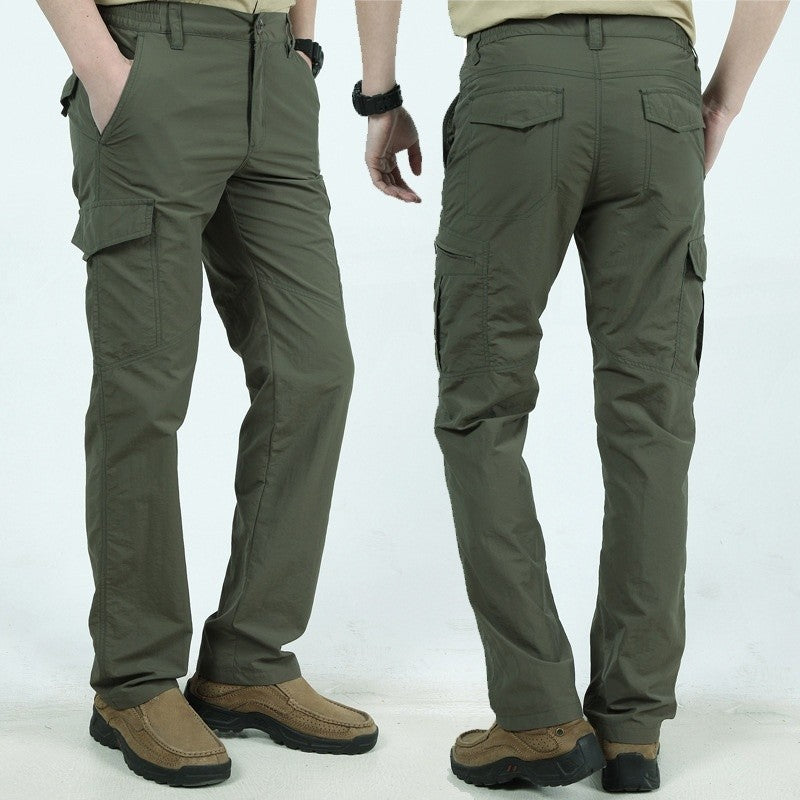 Calça Cargo Tática Masculina de Verão Leve Casual Impermeável Calça Casual Resistente ao Desgaste Multibolsos para Caminhada ao Ar Livre