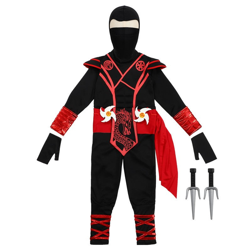 Children's Silver Dragon Ninja Costume Cartoon Masked Warrior Performance Outfit Halloween Anime Roleplay Holiday Party Costume