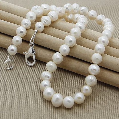 Colar Longo de Moda de Alta Qualidade com Pérolas Naturais de Água Doce Joias de Prata 925 para Mulheres Colar Destaque N097