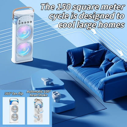 Multi-Function Mist Fan with Oscillating Air Conditioner, Aromatherapy, Colorful Lights & Timer for Home Office Use