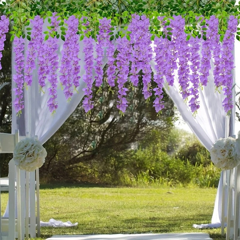 12pcs Wisteria Vine Artificial Flowers Wholesale Trailing Fake String for Home Wedding Party Decor Silk