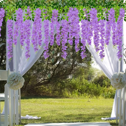 12pcs Wisteria Vine Artificial Flowers Wholesale Trailing Fake String for Home Wedding Party Decor Silk