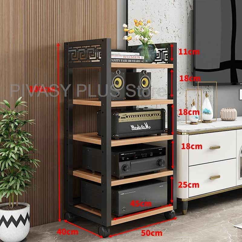 Rack Amplificador de Relevo 4 Cores, 3 Ajustes de Altura, Prateleira de Áudio, Suporte de Alto-Falante Grau E1 para Home Theater, Armazenamento de Amplificadores e Reprodutores