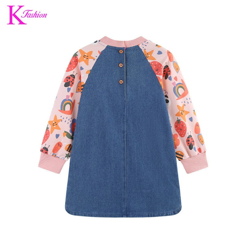 Girls Dress For Kids 4-8 Y New Children's Princess Dress Denim Children's Fashion Clothing