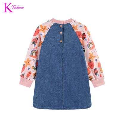 Girls Dress For Kids 4-8 Y New Children's Princess Dress Denim Children's Fashion Clothing