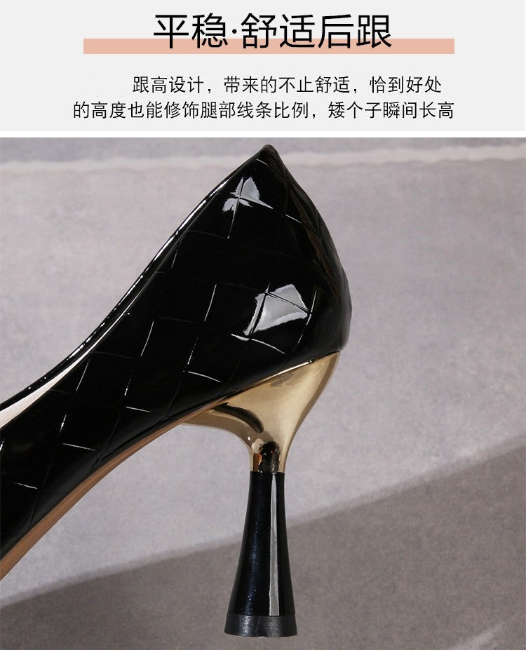 Plaid Classic Casual High Heels New Pattern Embossed Fashion Oversize Shoes In Autumn and Winter 2022 Pumps Women Shoes
