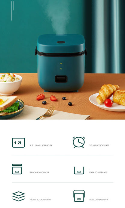 Mini Panela Elétrica de Arroz Automática Doméstica para Cozinha 1-2 Pessoas, Aquecedor de Alimentos a Vapor 1.2L Panela de Arroz Pequena