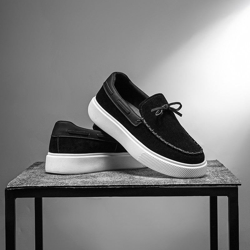 Designer Fashion British Style Flat Walking Shoes Casual Loafers Men Leather Shoes Luxury Dress Shoes Men Antiskid Driving Shoes