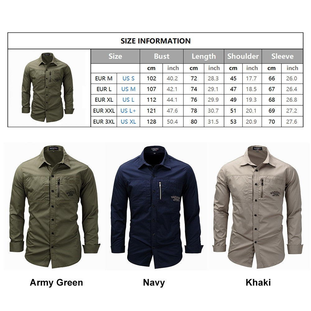 Cargo Shirts For Men Military Style Casual Long Sleeve Tactical Shirts Men's Spring Pocket Button Male Shirts Letter Embroidery