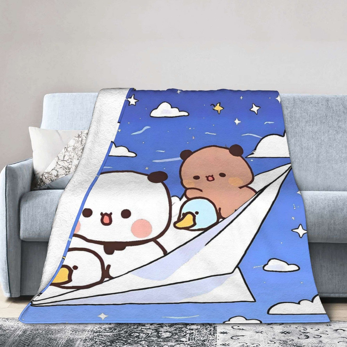 Cobertores Urso Desenho Animado Fofo Bubu Dudu Cobertor de Lã para Piquenique Macio Quente Personalizado Colcha de Qualidade Presente de Aniversário