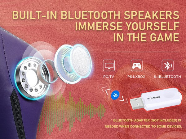 Cadeira Gamer GTPLAYER com Alto-falantes Bluetooth, Apoio para os Pés e Design Ergonômico, Cadeira de Escritório e para Videogame Série Dragão