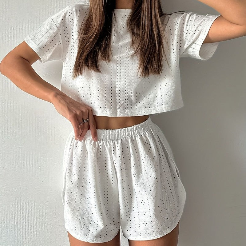 Solid Casual Pajamas For Women Two Pieces Sleepwear Women's Pajama Shorts Loungewear Sets Nightwear Female Home Suit Clothes