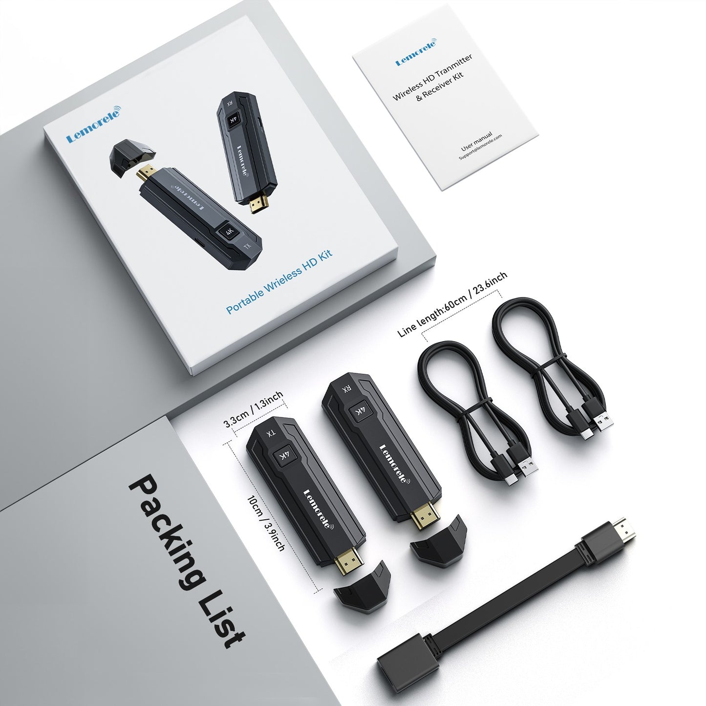 Kit Transmissor e Receptor de Vídeo HDMI Sem Fio Lemorele P50 4K, Extensor HDMI para Monitor, Projetor, HDTV, para PC, Câmera, Laptop