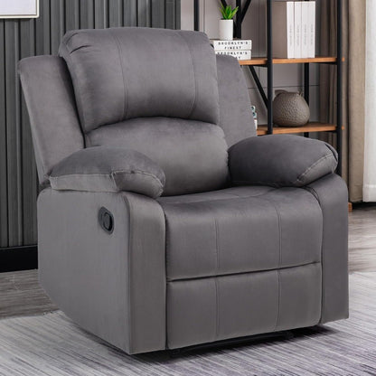 Manual Recliner Chair, Soft Fabric Overstuffed Recliner Single Sofa Chair for Living Room Bedroom, Heavy Duty and Safety