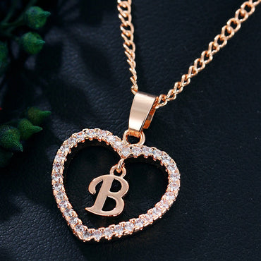 Customizable Love Pendant Necklace with Zircon 26 Letter Initial Jewelry for Men And Women