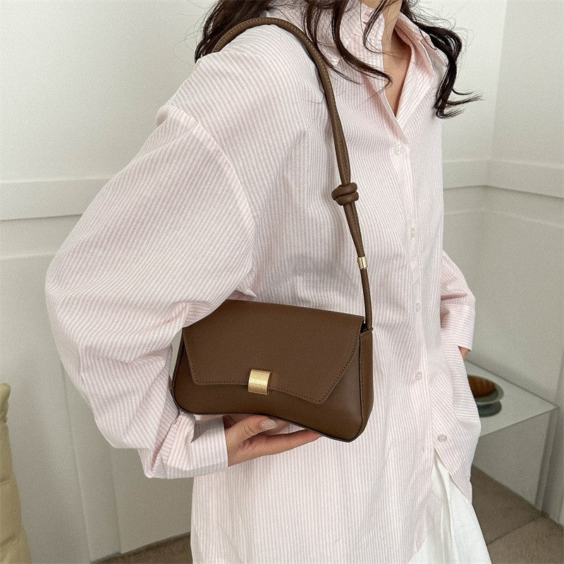 Simple Metal Buckle Handbag MessengerBag, Stylish and Versatile Shoulder Underarm Bag, Chic Baguette Bags for Women Daily Use