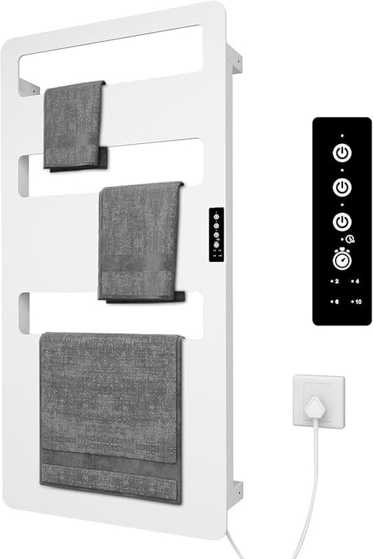 Wall-Mounted Electric Towel Warmer with Timer for Bathroom, Heated Towel Rack for Bath Towel Drying