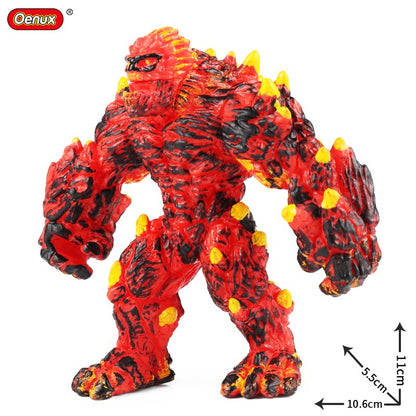 Oenux Simulação Dinossauro Dragão Tartarugas Touro de Fogo Orangotango Golem de Magma Modelo Animal Figuras de Ação Coleção de PVC Brinquedo Infantil Presente