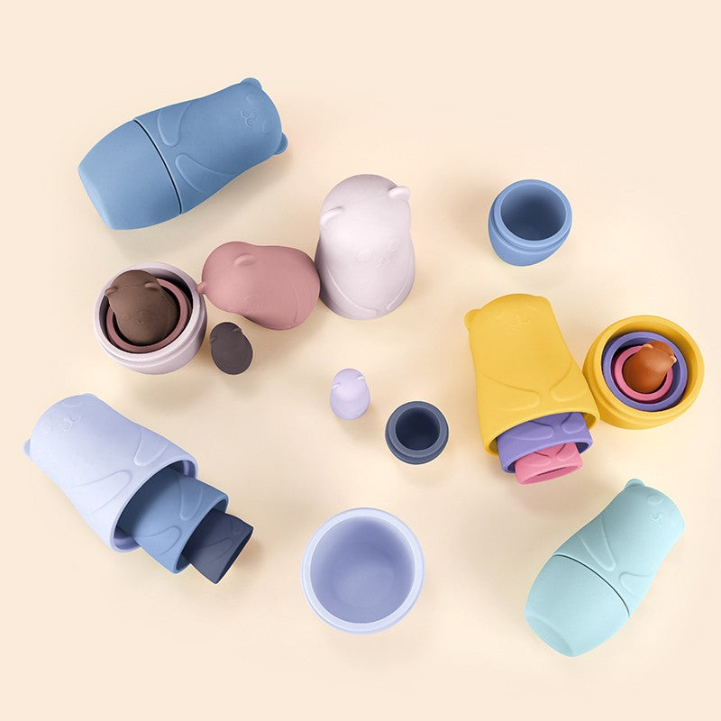 Brinquedo de empilhamento de silicone Matryoshka bonecas russas para bebês brinquedos de boneca dentro de boneca de empilhamento de silicone para interação