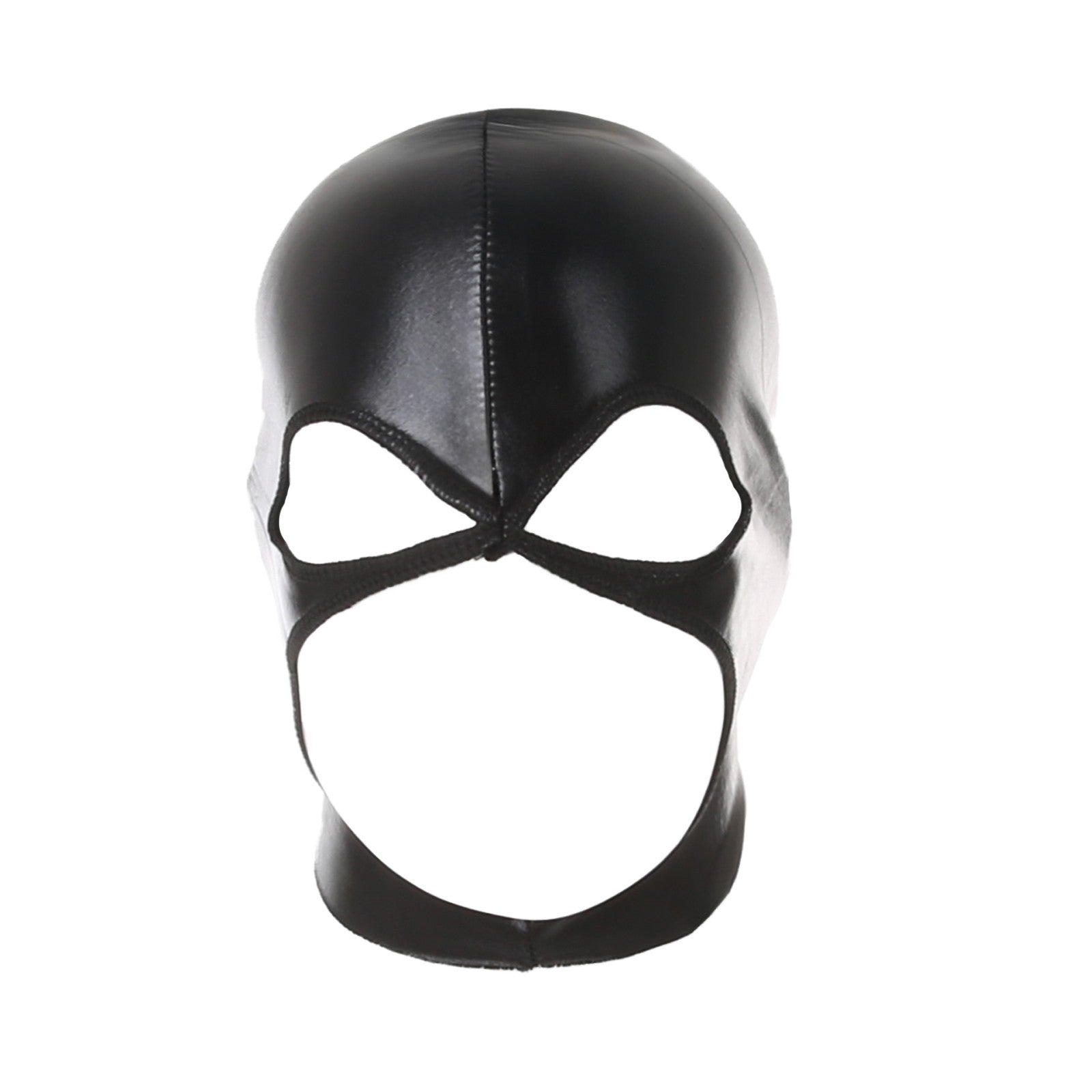 Men Cosplay Wet-Look Hood Head Mask Faux Leather Face Mask Black 3 Holes Cover CS Carnival Role Play Halloween Masks