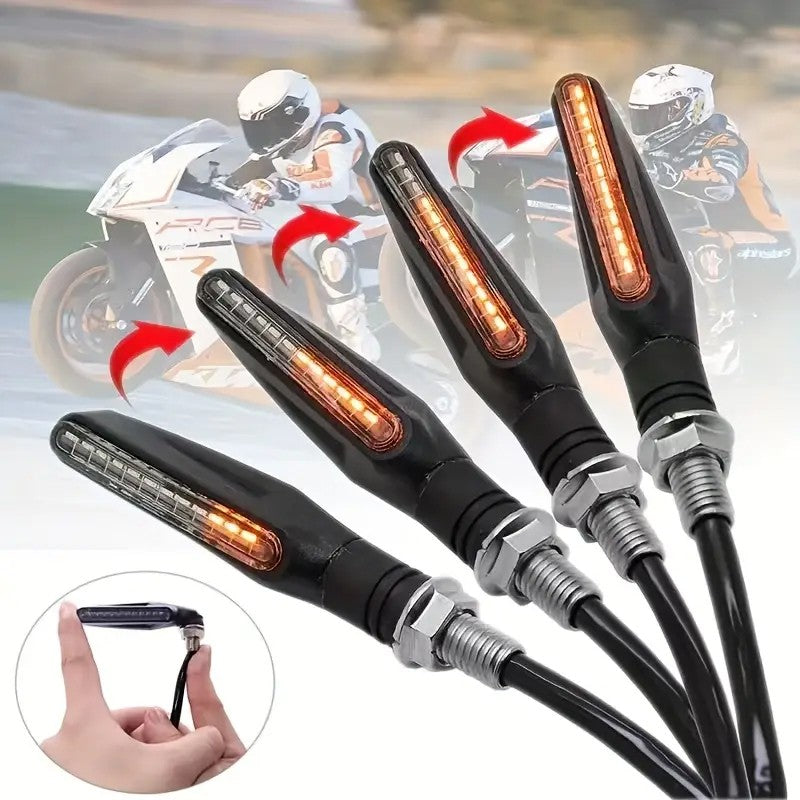 4pcs Universal Motorcycle Led Turn Signals Blinker Flowing Water Flashing Lights Stop Signal Light DRL Lamp Tail Brake Signal