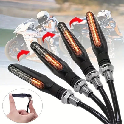 4pcs Universal Motorcycle Led Turn Signals Blinker Flowing Water Flashing Lights Stop Signal Light DRL Lamp Tail Brake Signal