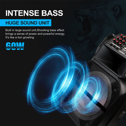 Caixa de Som Bluetooth Portátil 9000W Subwoofer 15” Graves Potentes Sistema de Festa AUX & Microfone Luz LED Karaokê de Alta Qualidade e Som Alto