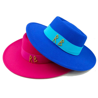 Fedora Chapéu de Copa Reta Chapéu de Outono/Inverno Chapéu RB Britânico Francês Chapéu de Copa Reta Chapéu Punk Jazz Chapéu de Aba Larga Gorras ??