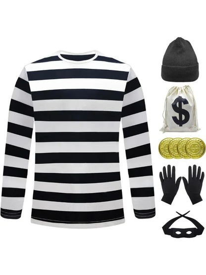 Movie Robber Cosplay Costume Thief Bank Robber Accessories Set for Women Men Halloween Carnival Party Clothes Role Play