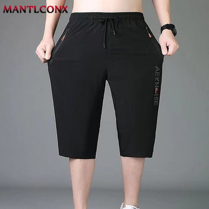 New Fashion Sports Shorts Men Breathable Quick Dry Men's Short Pants Men Breathable Elastic Waist Shorts Male Bottom Black XXXL