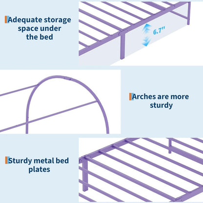 GAOMON Cama Infantil com Dossel, com Cabeceira e Peseira, Estruturas de Cama de Solteiro Estofadas com Hastes Arqueadas para Mosquiteiro, Metal Resistente