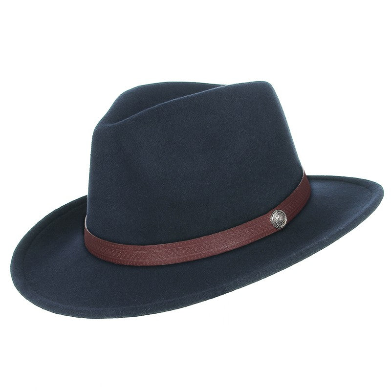 Autumn Winter Western Cowboy Hat for Men Women Wide Brim Fedora Jazz Hats Cowgirl Hat with Belt