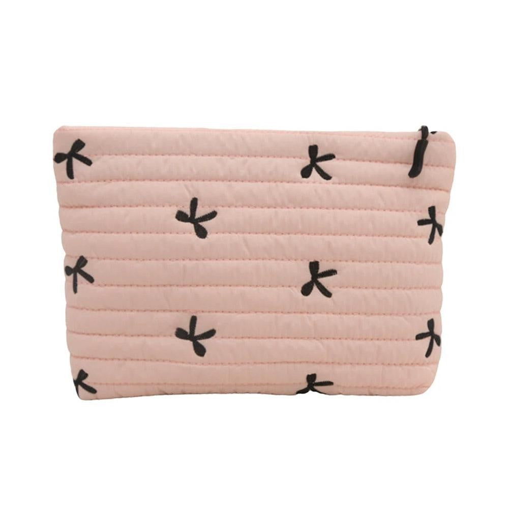 Ins Bow Embroidered Cosmetic Bag Portable Women's Bag Fashion Oxford Cloth Butterfly Print Cosmetic Bag Travel Wash Storage Bag