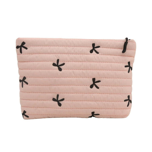 Ins Bow Embroidered Cosmetic Bag Portable Women's Bag Fashion Oxford Cloth Butterfly Print Cosmetic Bag Travel Wash Storage Bag