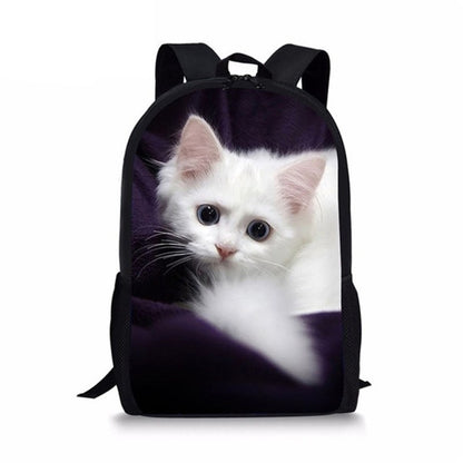 Mochilas de cadernos populares de gato da moda Mochilas escolares para alunos Mochilas para laptop de meninos/meninas à prova d'água de Oxford com estampa 3D