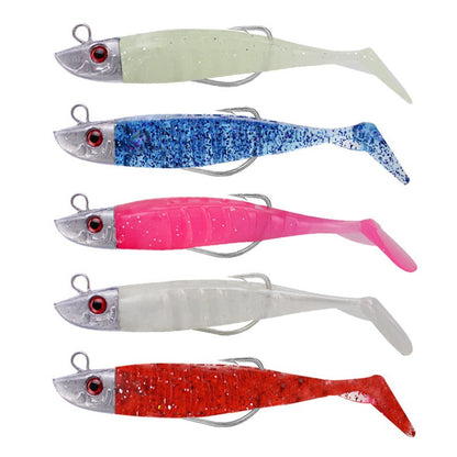 High Quality 2 Replacement Lure Jigging Soft Bait Fishing Lures 8cm 8.5g DIY Head Jig Fish T Tail Sea Bass Lure Fishing Tackle