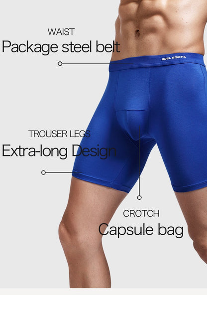 Men's Long Leg Boxer Briefs - Anti-Chafing, Breathable Modal Underwear, Quick-Dry Sports Compression Shorts for Running & Workou