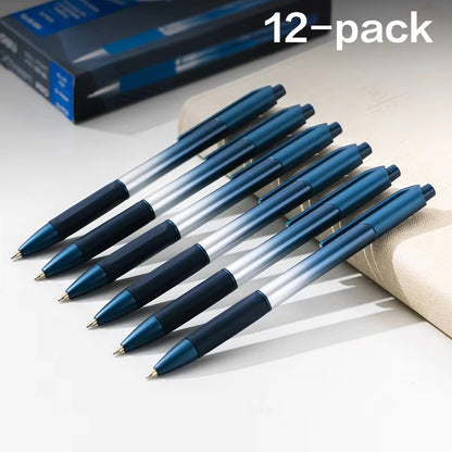 DELI Smooth Writing Ballpoint Pens 0.7mm Black and Blue Ink Pens 12PCS Pack of Retractable Ballpoint Pens for Office School Home