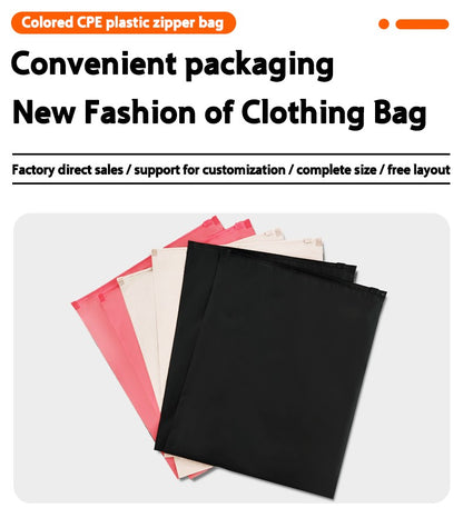 50pcs Customized Color Frosted Zipper Bags Home Travel Storage Bags Clothing Underwear Business Product Packaging Custom Logo