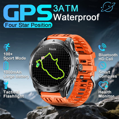 T-REX3 ULTRA New GPS Smart Watches 1000Mah Battery Compass 10ATM Waterproof Tactics Sport Flashlight BT call Smart Bracelet Man