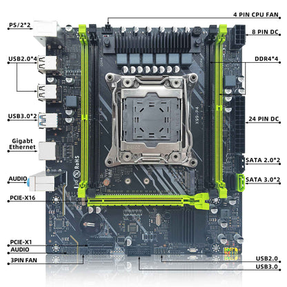 Kit Placa Mãe ZSUS X99 P4 com Processador Intel LGA2011-3 Xeon E5 2680 V4 Memória RAM DDR4 16GB (1*16GB) 2133MHZ NVME M.2 SATA