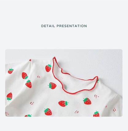 Girls Summer Pajama Sets Stylish Cartoon Pattern Printing Short Sleeve Top and Pants Made from Luxurious Cozy Ice Silk Material