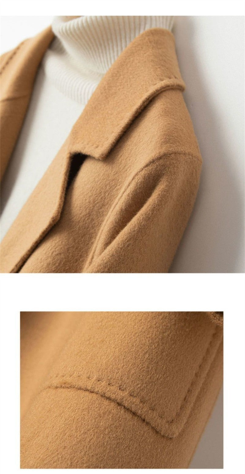 High-Quality Double-Sided Tweed Wool Coat Female 2025Autumn Winter New Woolen Jacket Women's Long Outerwear Fashion Overwear Top